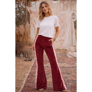 AYDA Velour Track Pants Red/Pink Women's Sz Large New with tags Retro Velvet Y2K